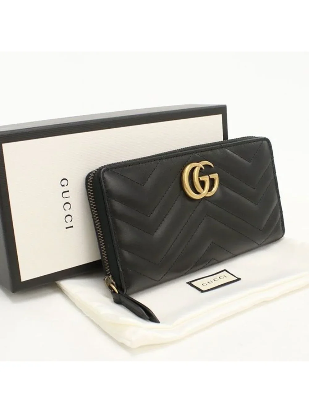 Gucci Double Wallet Zip Around Leather